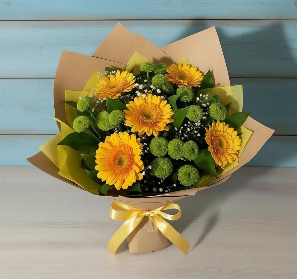 Букет цветов из: Герберы и Хризантемы в Ливнах