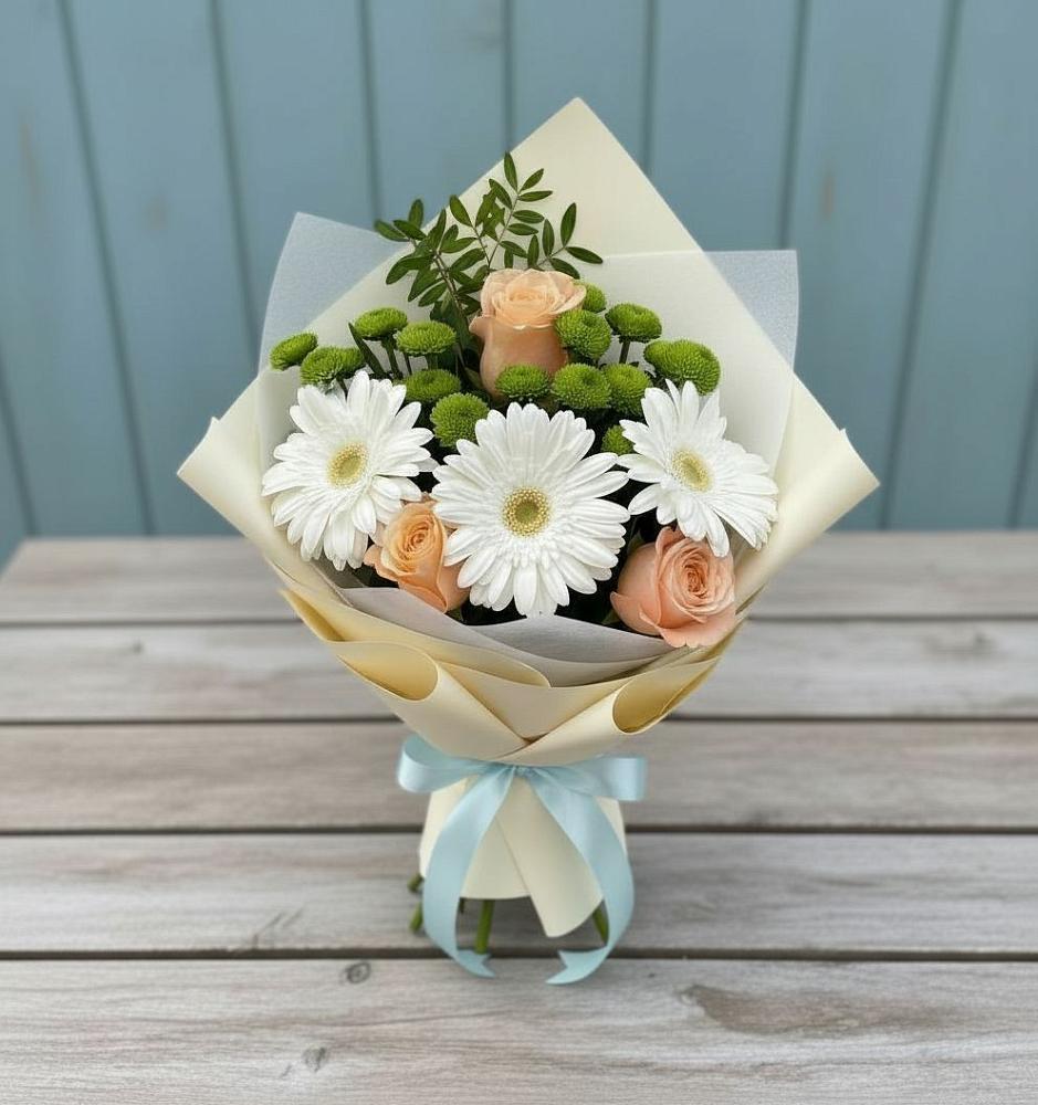 Букет цветов из: Герберы, Розы и Хризантемы в Ливнах