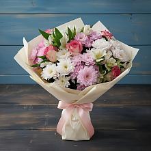 Букет цветов из:  Хризантемы, Альстромерии и Розы в Ливнах
