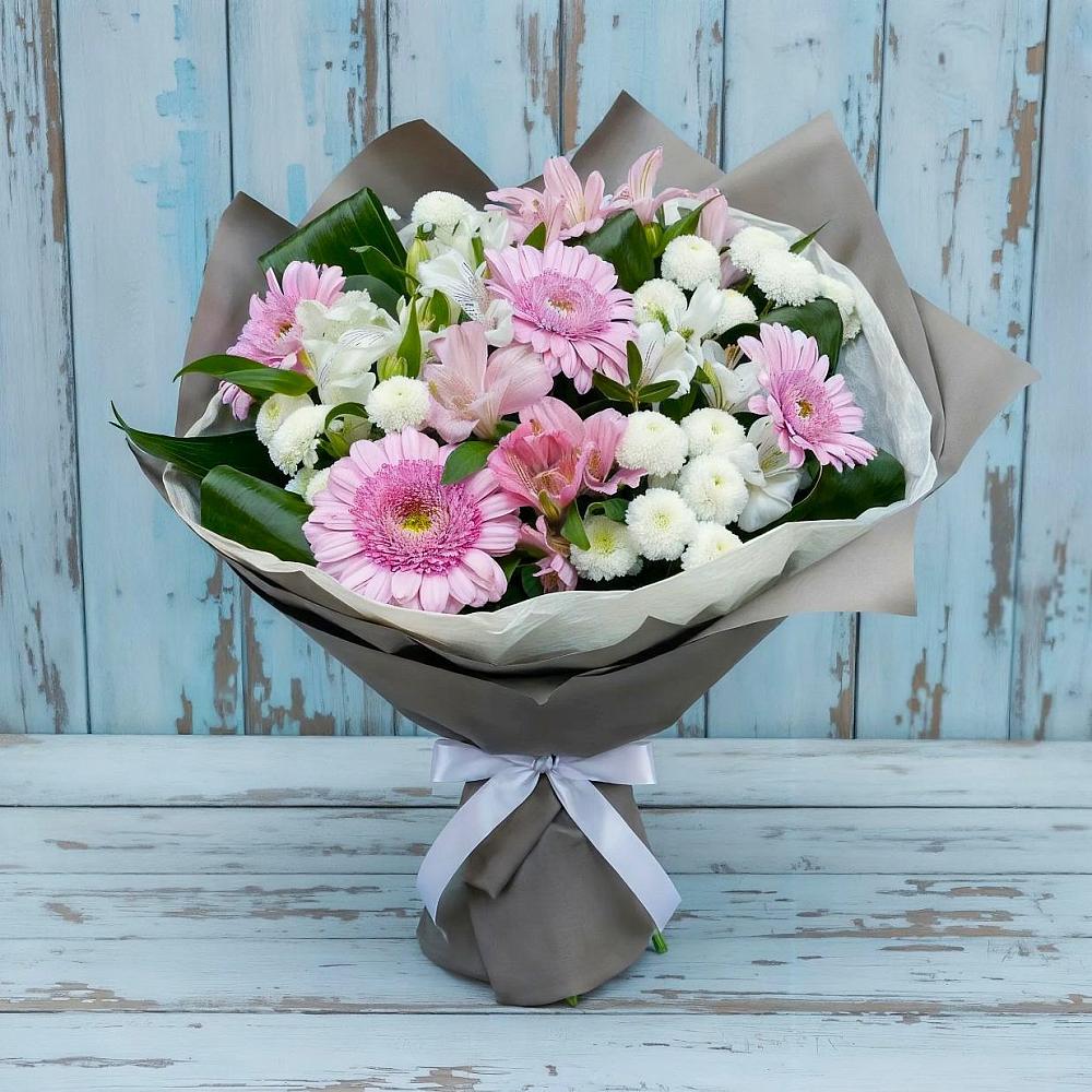 Букет цветов из: Герберы, Альстромерии и Хризантемы в Ливнах