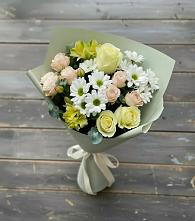 Букет цветов из:  Альстромерии, Розы и Хризантемы #REPLACE_PRED# Ливнах
