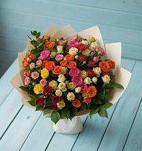 Букет Микс из разноцветных кустовых роз #REPLACE_PRED# Ливнах